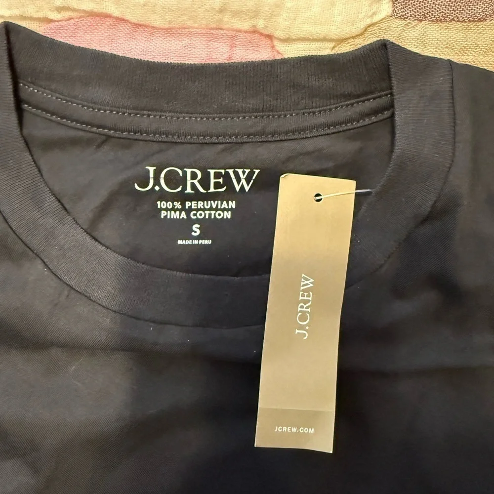 J. Crew New 100% Peruvian Pima Cotton Twisted Asymmetrical Black Tee NWT S